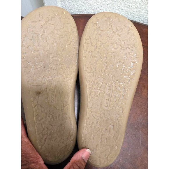 Pure wool Comfort Women's Gray Polka Dot Wool Slippers Rubber Soles Size 6 - Picture 8 of 10